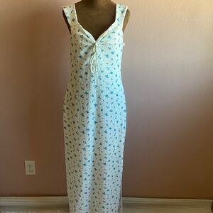 SEE YOU MONDAY Stretch White and Blue Patterned Dress